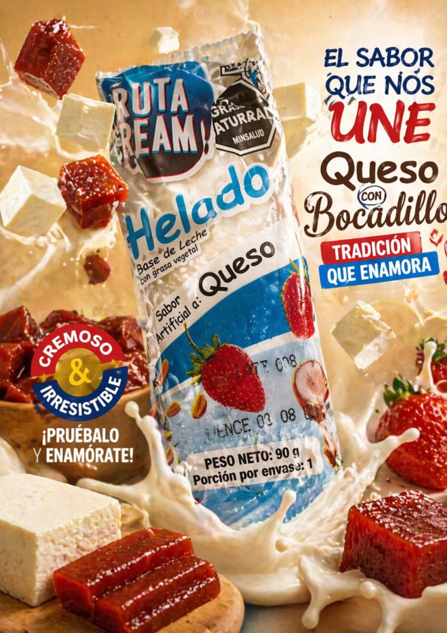 Helado Base de Leche con grasa vegetal Sabor Artificial a Queso